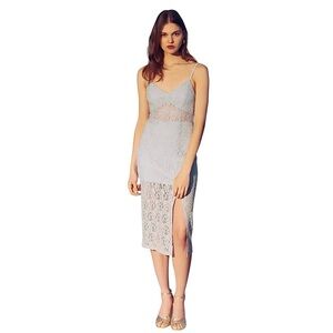 Line and Dot Ariana Sleeveless Blue Lace Lined Midi Dress Size XS NWT